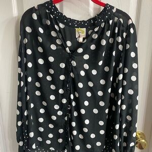 Fig and Flower Black and White Polka Dot Blouse
